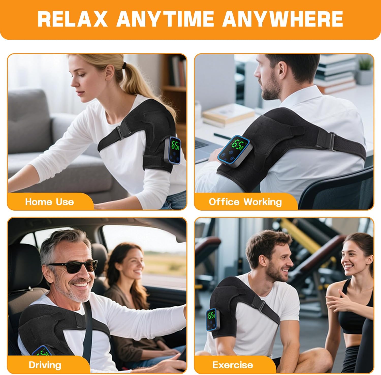 Shoulder Heating Pad, Cordless Electric Heating Pad for Shoulders, App and Touch Control with 3 Vibration Mode, 7 Heat Adjustable, 3 Timer, Portable Heated Wrap for Women Men Shoulder Pain Relief