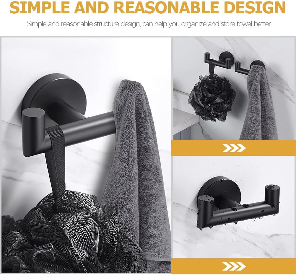 Cabilock 2pcs Stainless Steel Double Towel Hook Heavy Duty Wall-Mounted Organizer for Bathroom and -Saving Design Rustproof Material for Towels and Robes Finish
