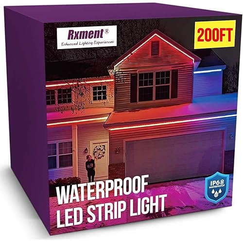 200ft Outdoor Led Strip Lights Waterproof IP68 with Self-Adhesive, Low Voltage 24V, Heavy Duty, Color Changing, Music Sync, Wireless Remote & App Control