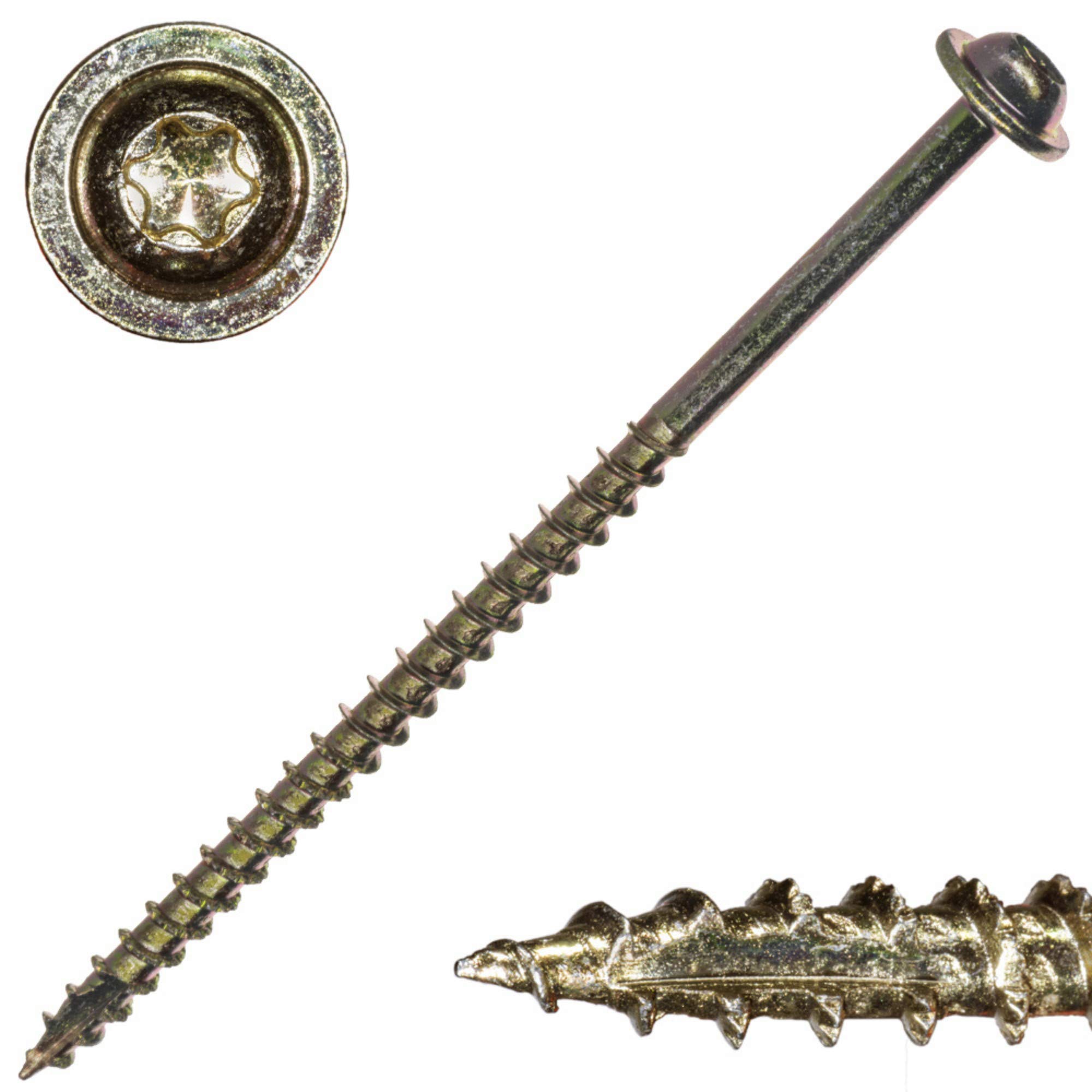 #9 x 3-1/2" Saberdrive Cabinet Screws 1 LB, Approx. 64 Pieces, Durable Wood Screws, Serrated Thread for Secure Fastening, Avoid Cam Out