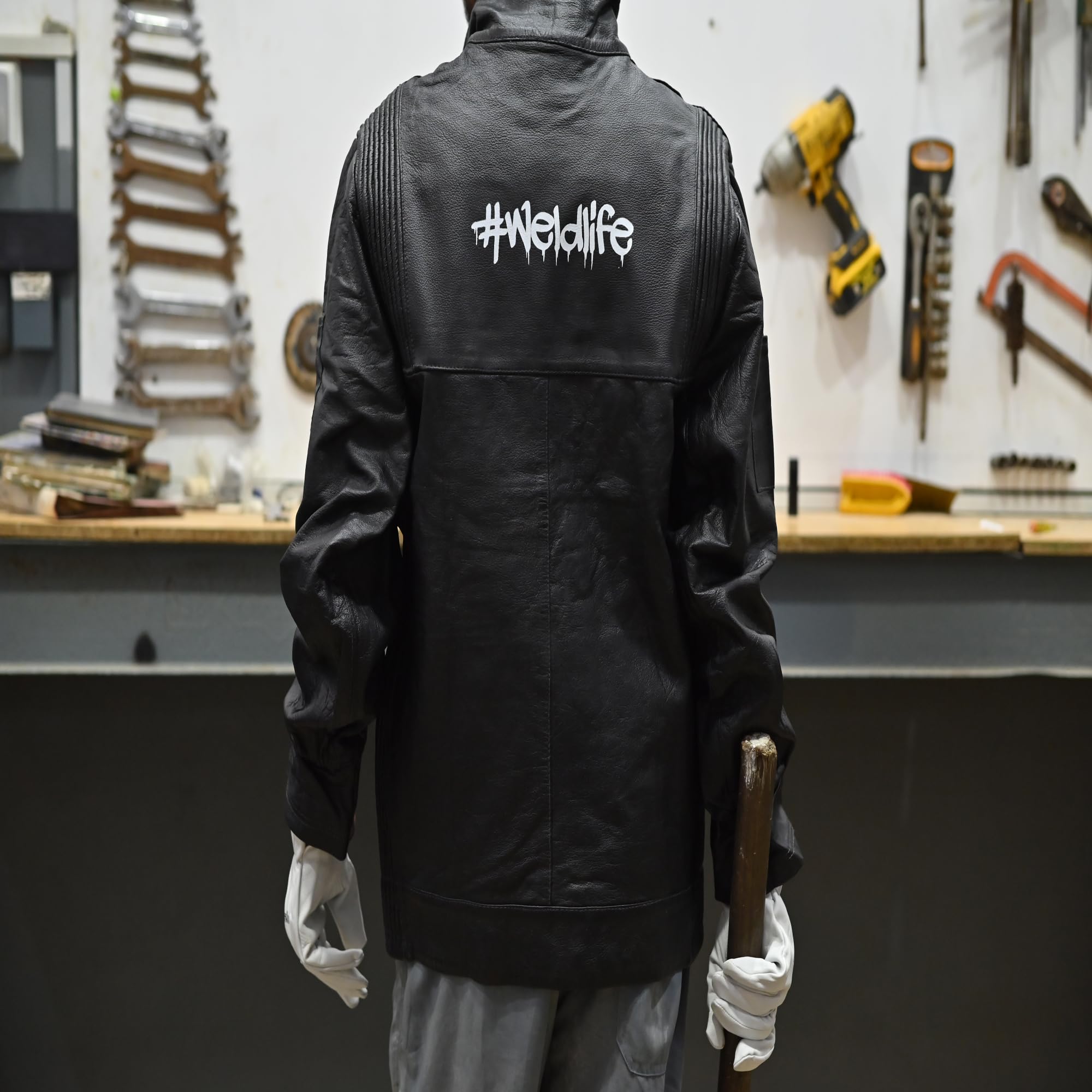 Strongarm - Chaqueta de trabajo de cuero para soldadores de cuero de vaca resistente resistente a la llama, para hombres y mujeres