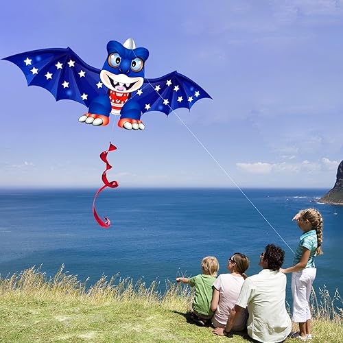 Miniatura 6 de HENGDA KITE - Cometa clásica de dragón estereoscópica mejorada para niños y adultos, fácil de volar para principiantes, Pascua, 55 x 62 pulgadas,