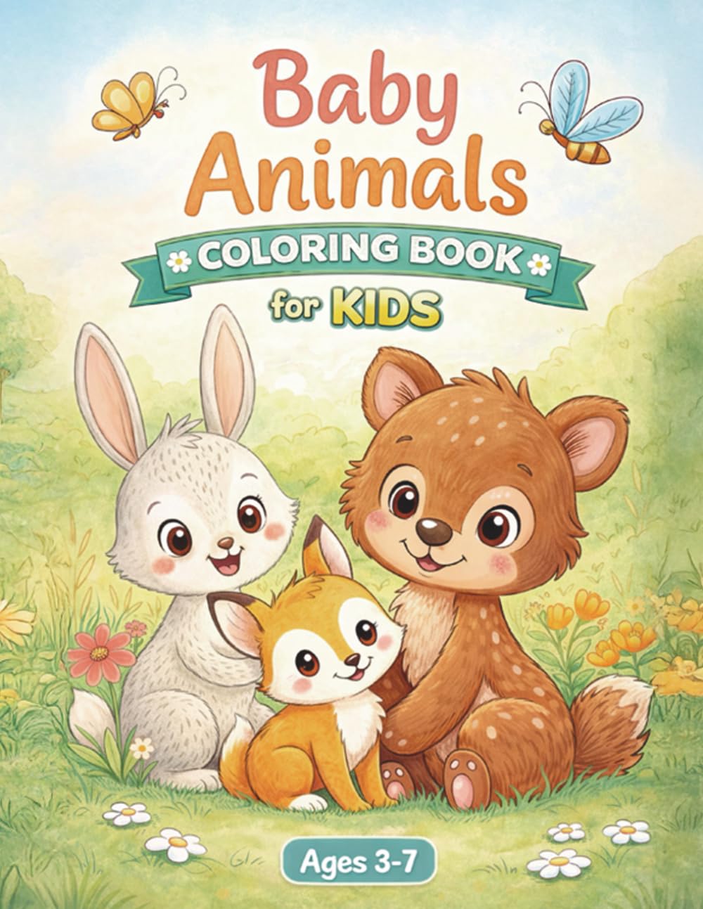 Baby Animals Coloring Book for Kids: Cute and Easy Coloring Pages for Children Ages 3–7 (Cute Coloring Books for Kids)