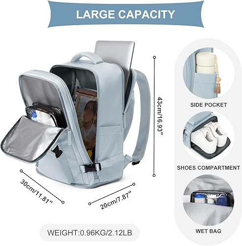 Miniatura 3 de Mochila grande de viaje para mujer, mochila de transporte, mochila para senderismo, mochila deportiva impermeable para exteriores, mochila escolar