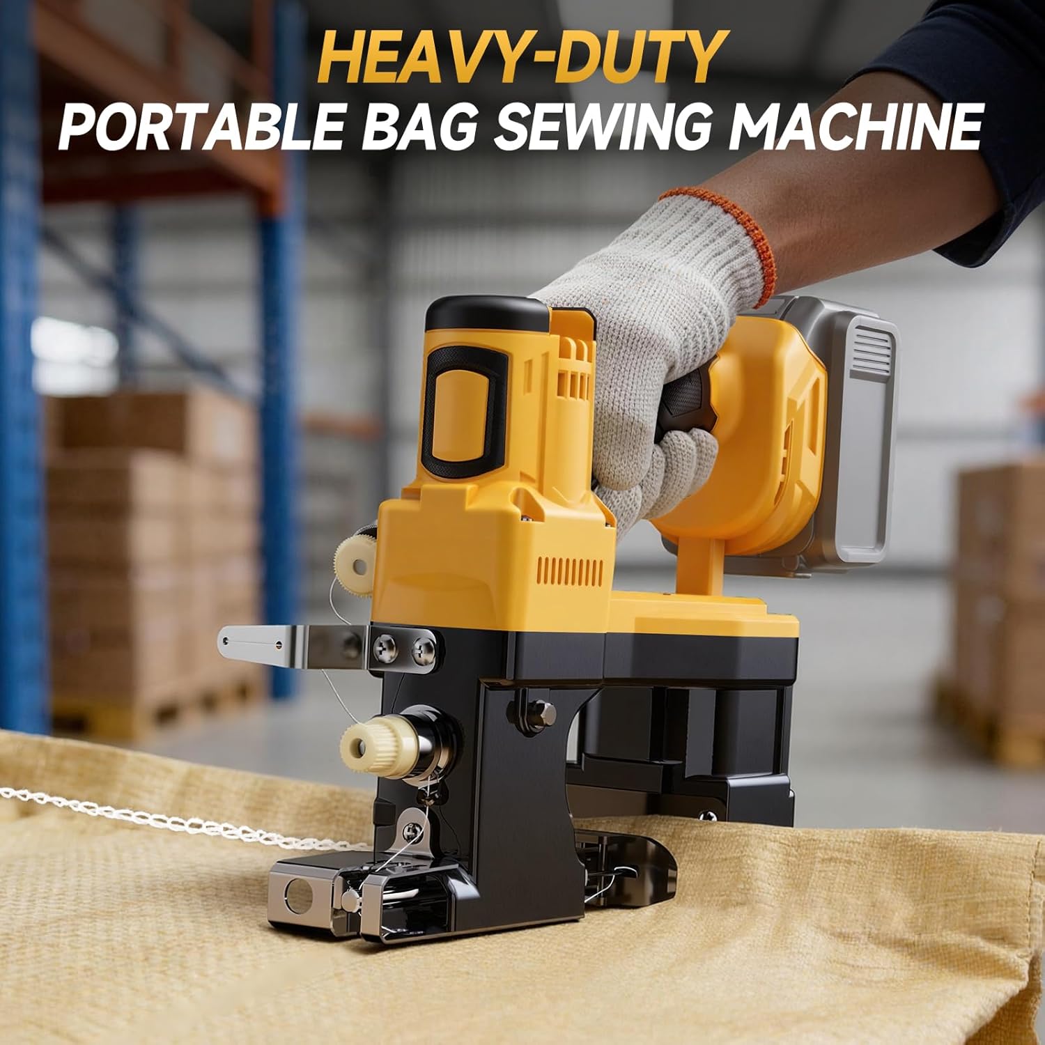 Cordless Bag Sewing Machine Compatible with Dewalt 20V Max Battery, Auto Heavy-duty Bag Closing Machine, Portable Industrial Bag Sewer for Sack Woven Bag Kraft Paper Bag Sealing, Tool Only