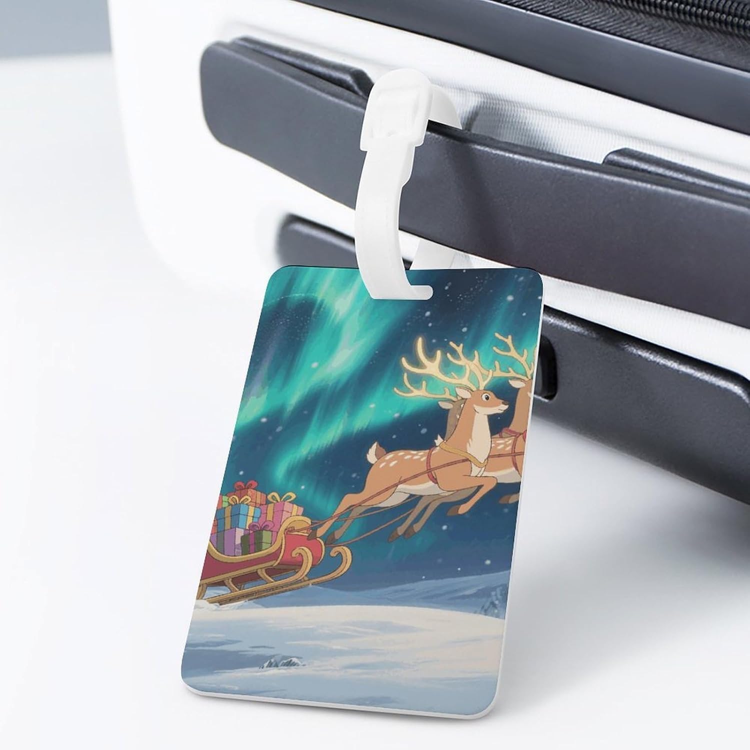 Aurora Reindeer Team Luggage Tag with Name ID Card for Suitcase image 3