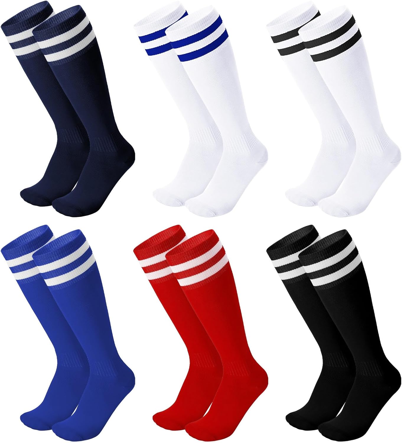 Jspupifip 6 Pairs Childrens Football Socks Kids Breathable Soccer Socks Long Football Sports for Boys Girls Youth Junior Running, Training, Rugby, Hockey (Aged 5-13) - Image 8