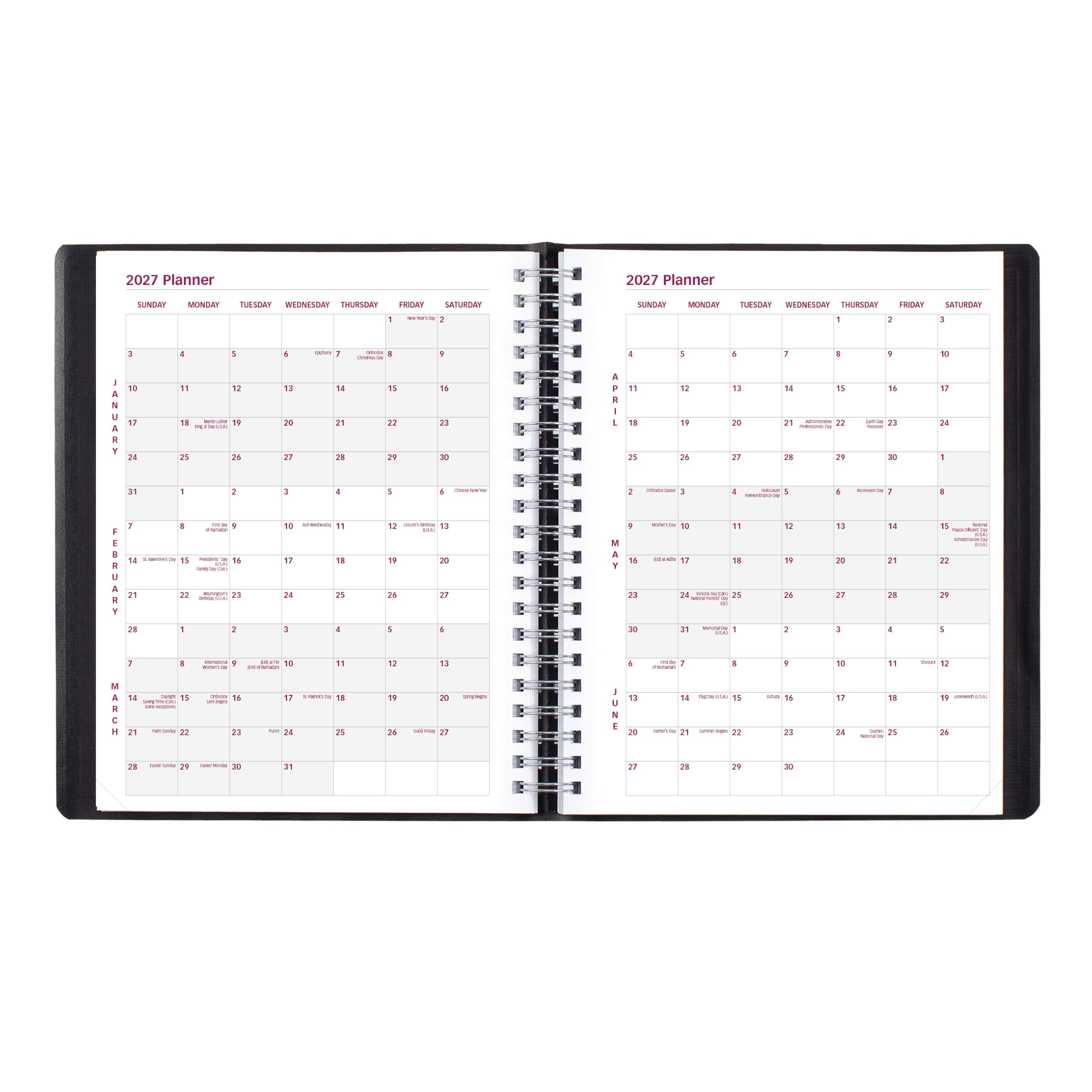Brownline® Agenda giornaliera 2027, agenda giornaliera 12 mesi, da gennaio a dicembre, rilegatura a doppio filo, 28 x 21,6 cm, nero (CB965.BLK)