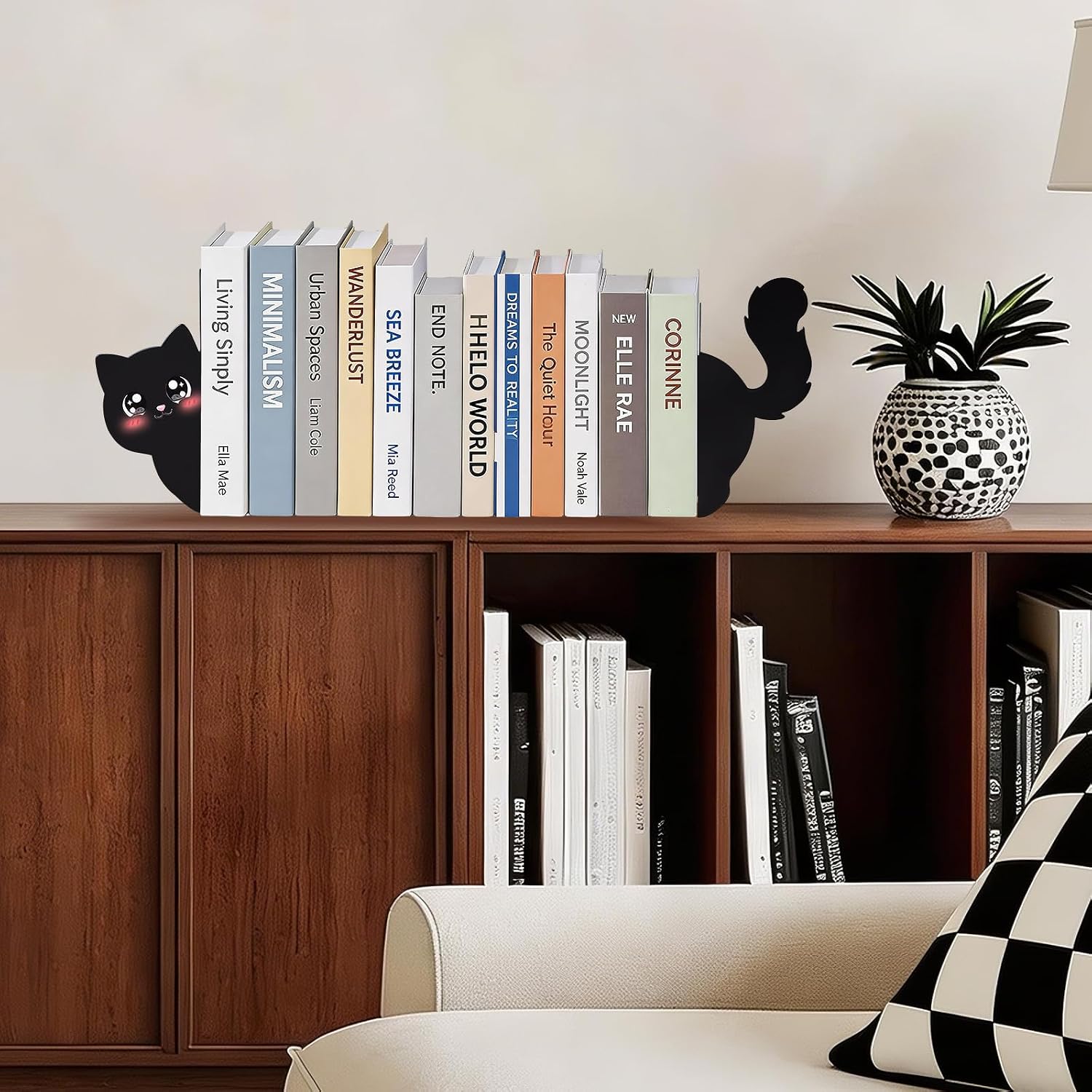 Cute Cat Bookends for Kids, Decorative Book Ends for Shelves image 5
