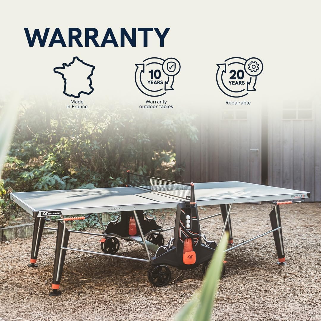 CORNILLEAU - 500X Outdoor Table Tennis Table - Folding & Compact - Weather and Schockproof - 6mm Laminate Top - Point Counters - Corner Protection Pads - Blue or Black