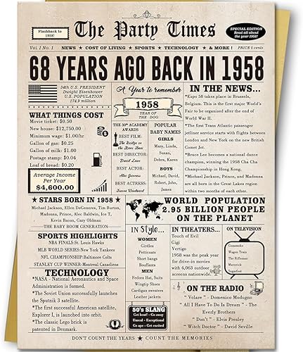 Tarjeta de cumpleaños 68, divertidos regalos de cumpleaños 68 para mujeres y hombres, decoraciones de cumpleaños retro para 68 años de edad, mamá,