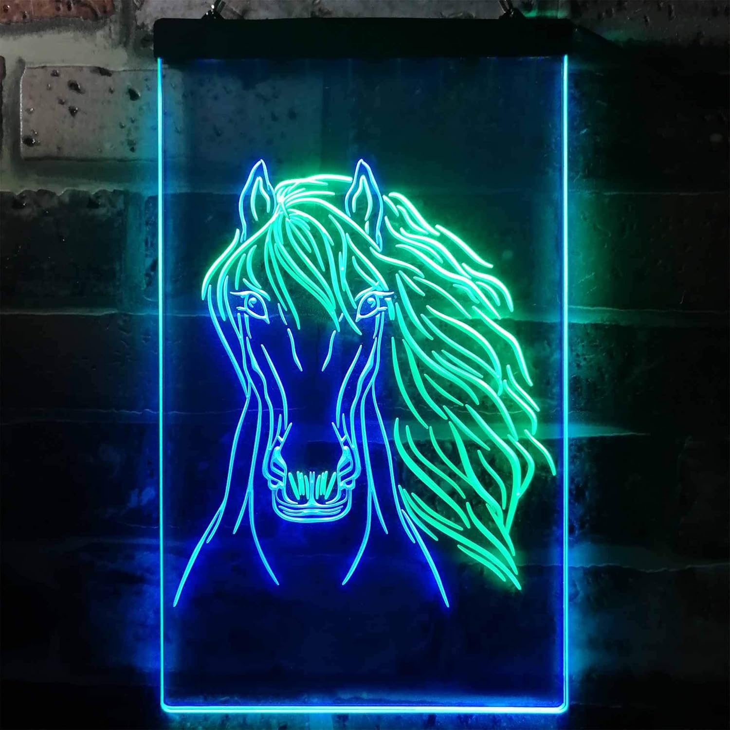 ADVPRO Horse Head Animal Display Dual Color LED Neon Sign Green & Blue 12" x 16" st6s34-i3234-gb