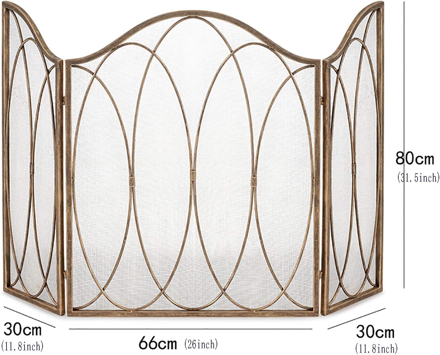 Fire Guard Solid Steel Fire Screen Arched 3 Panel Arched Fire Guard Heavy Duty Forged Frame Mesh