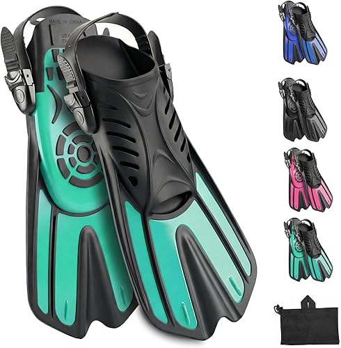 Alatas de buceo y equipo de esnórquel para adultos, aletas de snorkel, aletas de natación abiertas, ajustables, para hombres, mujeres, niños, aletas