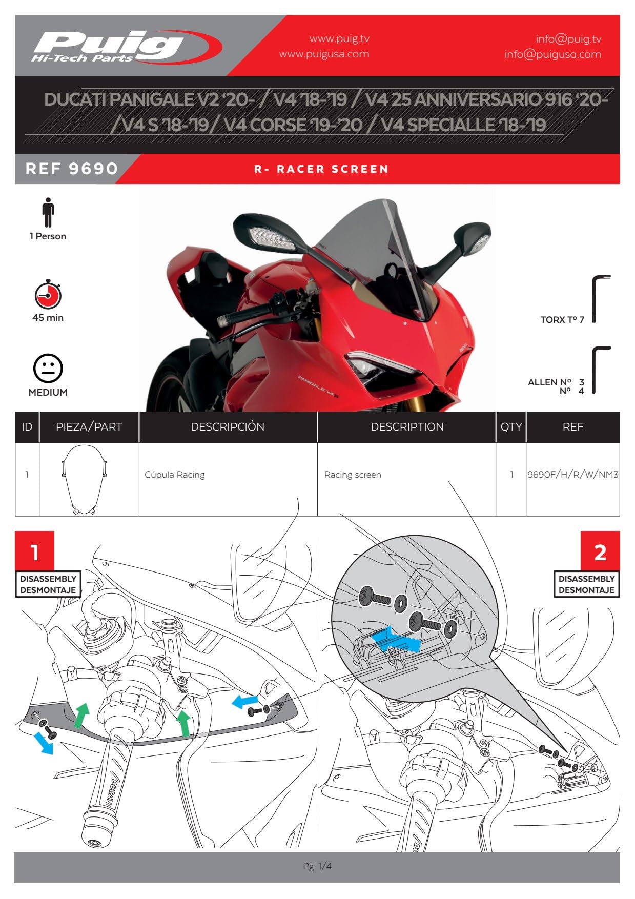 Puig 9690N Cupolino R-Racer protezione aggiuntiva, Nero