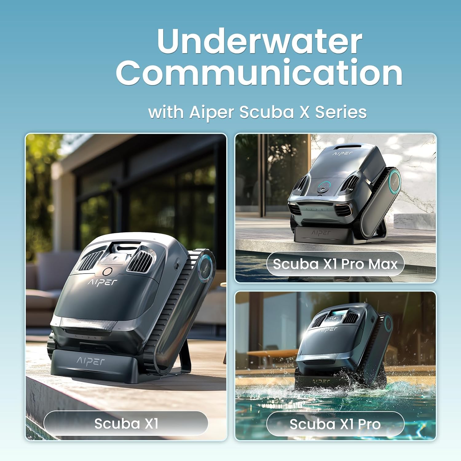 AIPER HydroComm Pro Smart Pool Monitor, 5-in-1 Water Testing for Pools, Hot Tubs, and Spas, Features App Control and Real-Time Underwater Connectivity, Blue