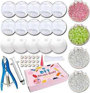 TXGSDXS DIY Stress Ball Making Kit 15 TPR Skins, 4.2 oz Fillers, 1 Vacuum Tool, 20 Cable Tie for Create ASMR Anxiety Relief Toys Crunchy Relaxing (15pcs)