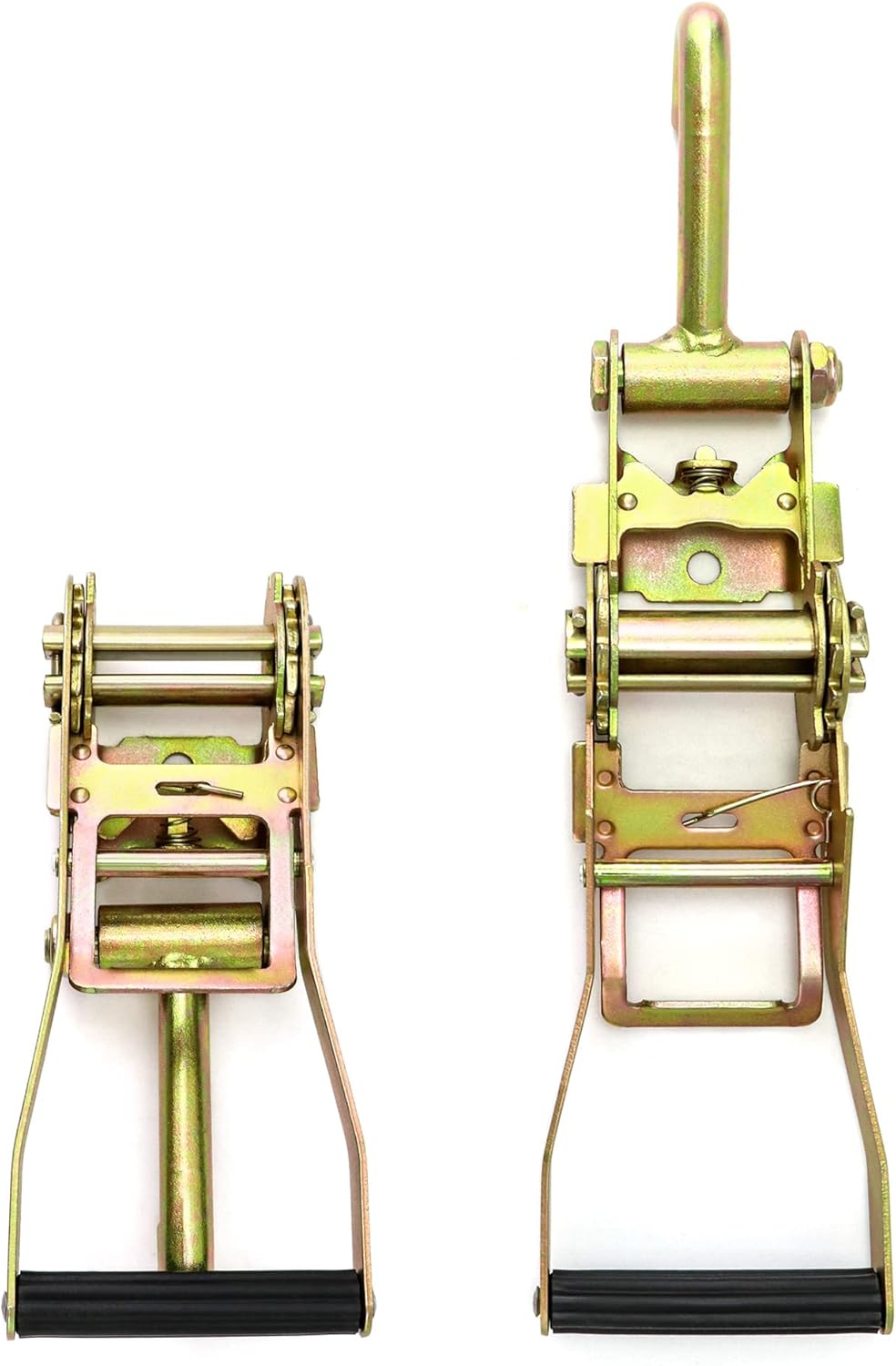 QWORK Ratchet Tie Down Buckle with Long Single Hook, 4Pack 2" Tie-Down Ratchet Straps Finger J-Hooks, Cargo Truck Security