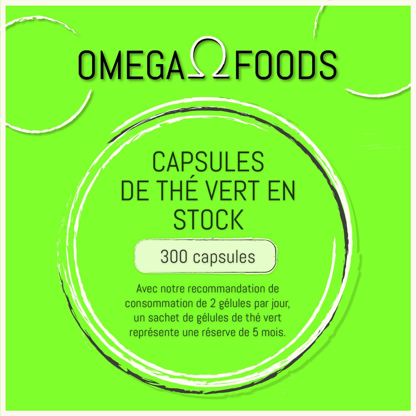 Gélules de thé vert – 300 gélules d’extrait de thé vert hautement dosé – 1 000 mg par dose quotidienne – Extrait de thévert