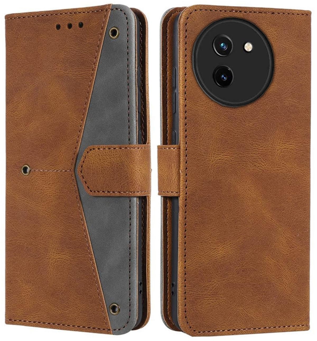 GoldKart Flip Back Cover Case for Vivo T3X 5G | Dual-Color Leather Finish | Inbuilt Stand & Pockets | Flip Cover for Vivo T3X 5G (Faux Leather, Brown) (B0D8G7BBR9) Amazon Price History, Amazon Price Tracker