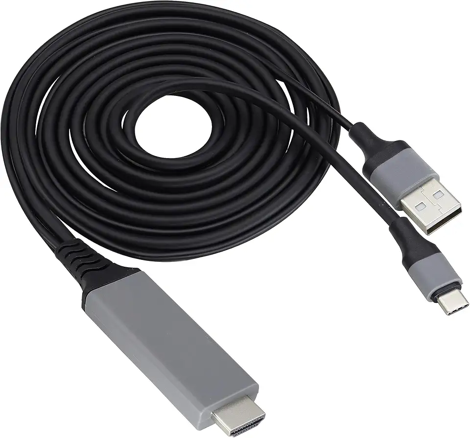 zdyCGTime 2 em 1 MHL USB tipo C 3.1 macho e USB 2.0 A macho para HDMI macho 4K a 30Hz HDTV cabo de carregamento de saída de áudio espelhado compatível com Android, MacBook, iPad, Thunderbolt 3 (2