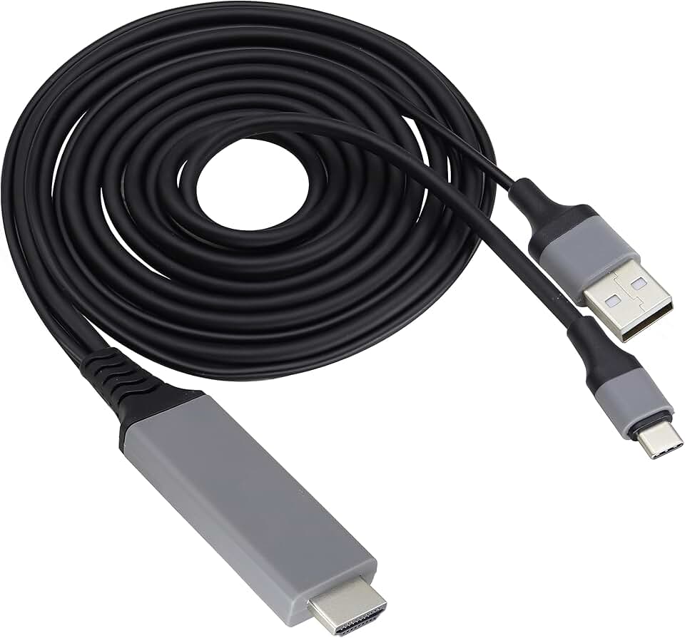 zdyCGTime 2 em 1 MHL USB tipo C 3.1 macho e USB 2.0 A macho para HDMI macho 4K a 30Hz HDTV cabo de carregamento de saída de áudio espelhado compatível com Android, MacBook, iPad, Thunderbolt 3 (2