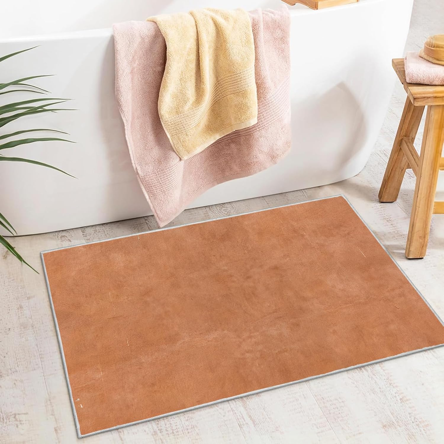 Marble Rug 2x3 Terracotta Color Entryway Rug Non-Slip Washable Small Rugs, Super Soft Vintage Abstract Low-Pile Front Door Mat, Indoor Floor Carpet for Entrance Kitchen Bathroom Bedroom Decor