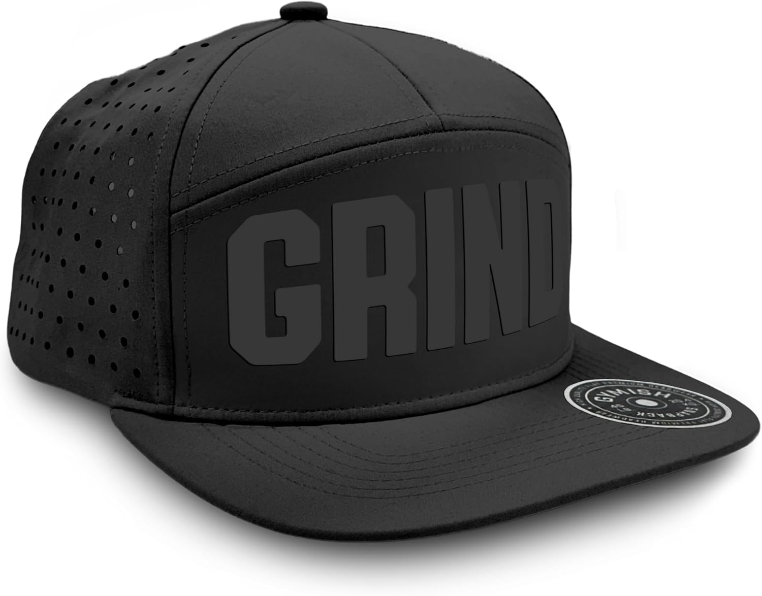 Grind Workout Hats for Men, 7 Panel Laser Vented Classic Adjustable Snapback Hat Mens Gifts