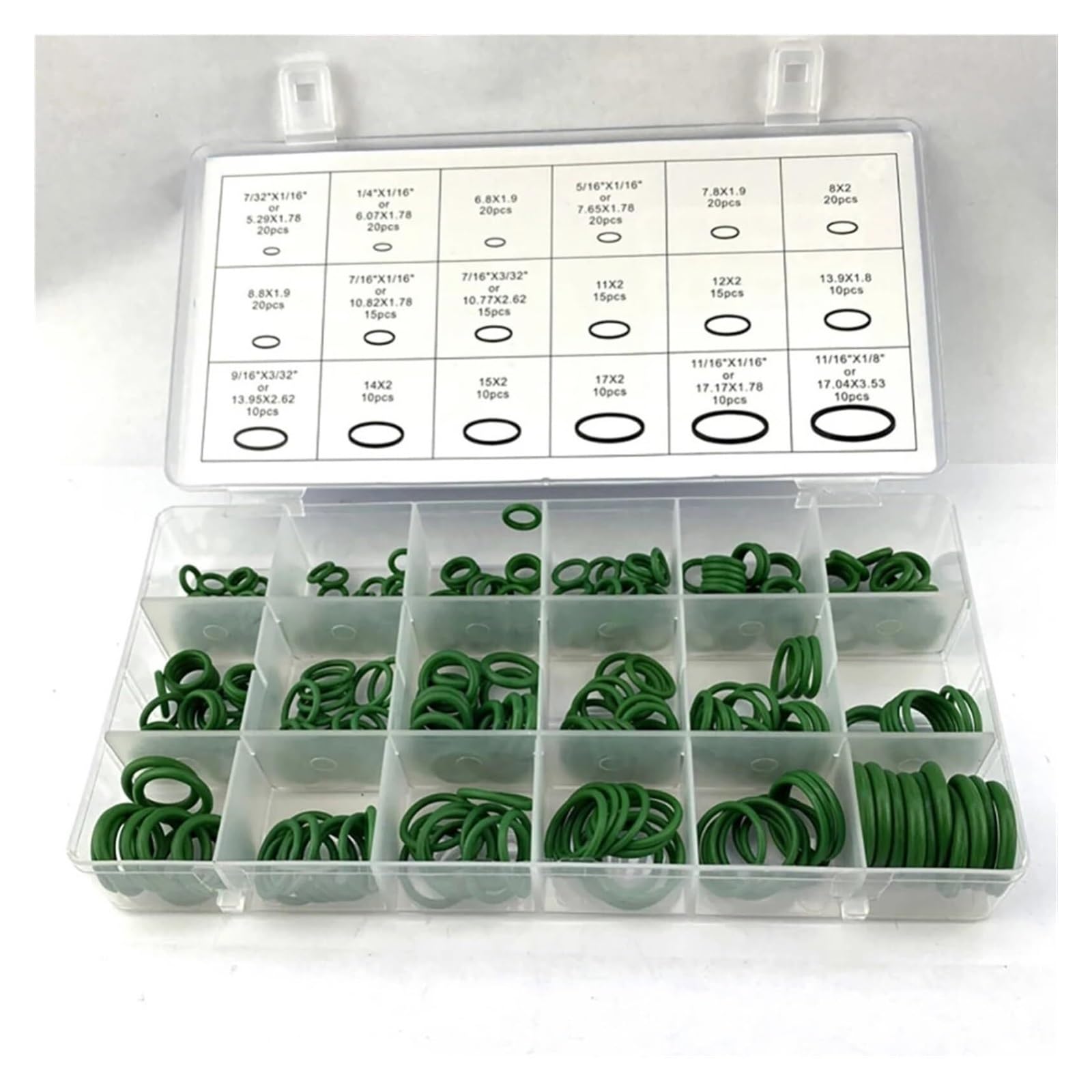 Junta tórica de goma, juego de anillos de sellado de 18 tamaños, juego de arandelas de juntas de aire acondicionado,Material Confiable(530PCS)