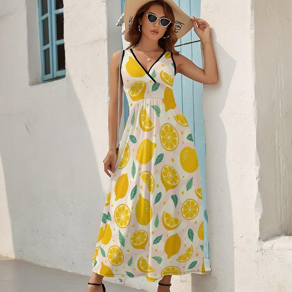knee length dresses for ladies XL / Lemon main image 1