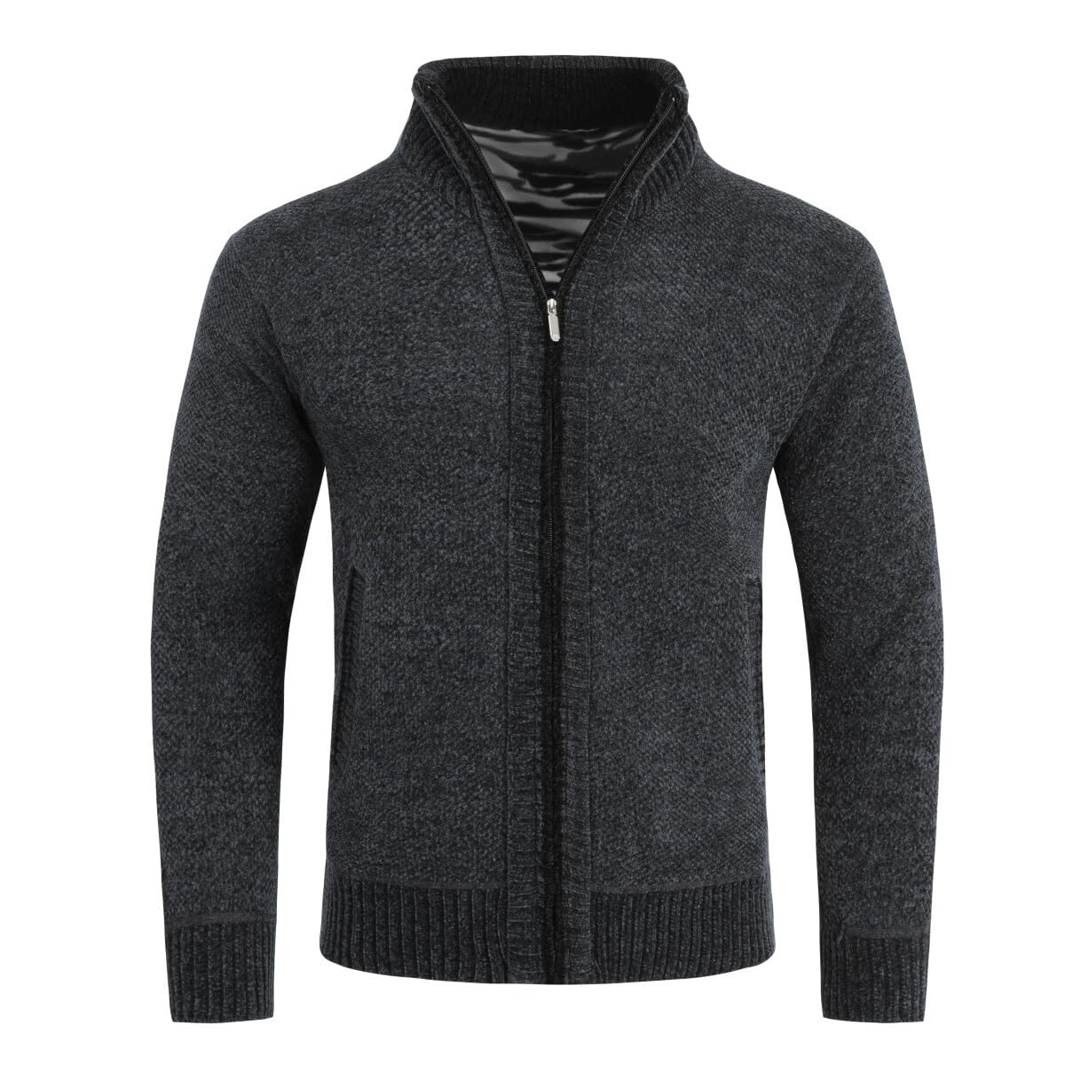 Allthemen Cardigan da Uomo Spesso con Collo Alto e Cerniera Lavorato a Maglia Sweater con Maniche Lunghe in Lana e Cotone