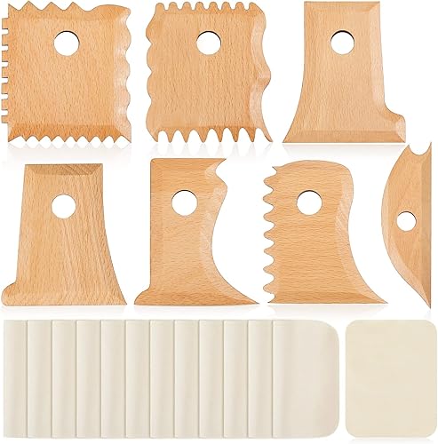 Amylove Juego de 27 herramientas para recortar cerámica, costillas de cerámica, herramientas de cerámica, moldeador de pies con 20 piezas de gamuza