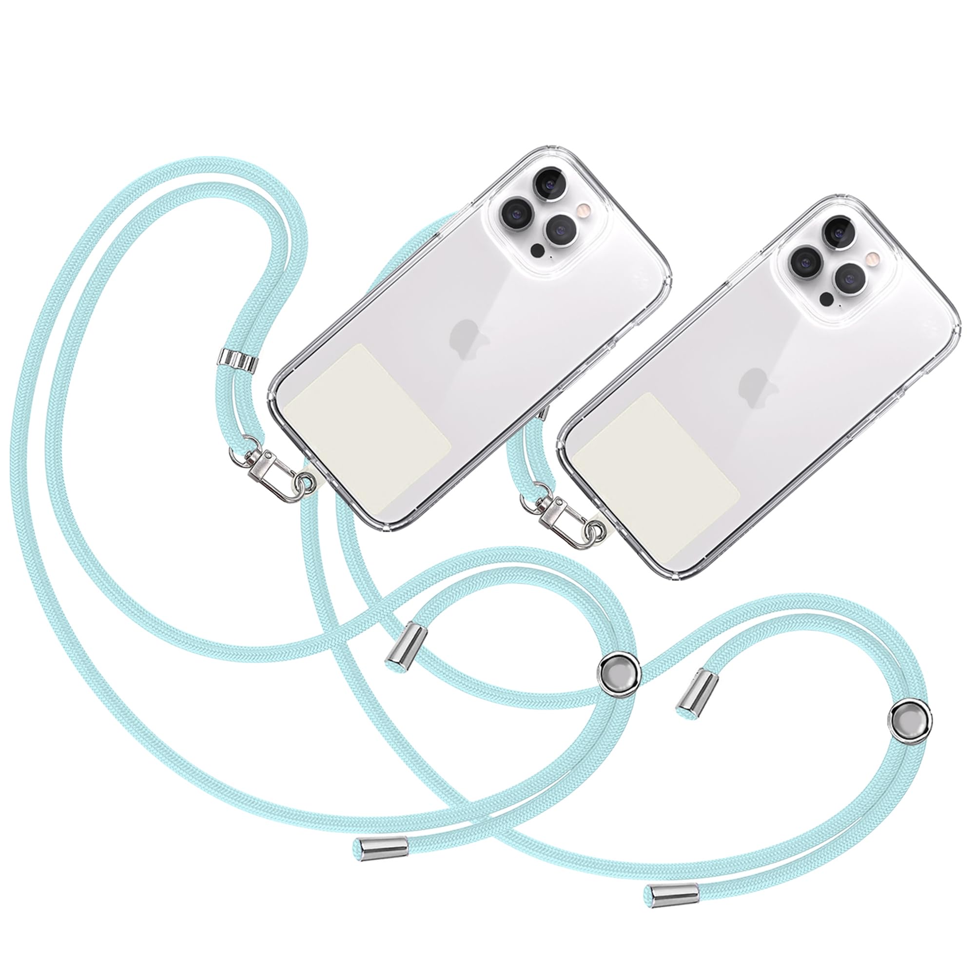 TBOC 2X Band Handykette Schlüsselband Kette Handyschnur [Pastellblau] Zum Aufhängen Nacken Umhängen Universal für Handy mit [Weiß Ice] Pad Handy band Patch Karabiner Handy Lanyard Schlüsselbänder