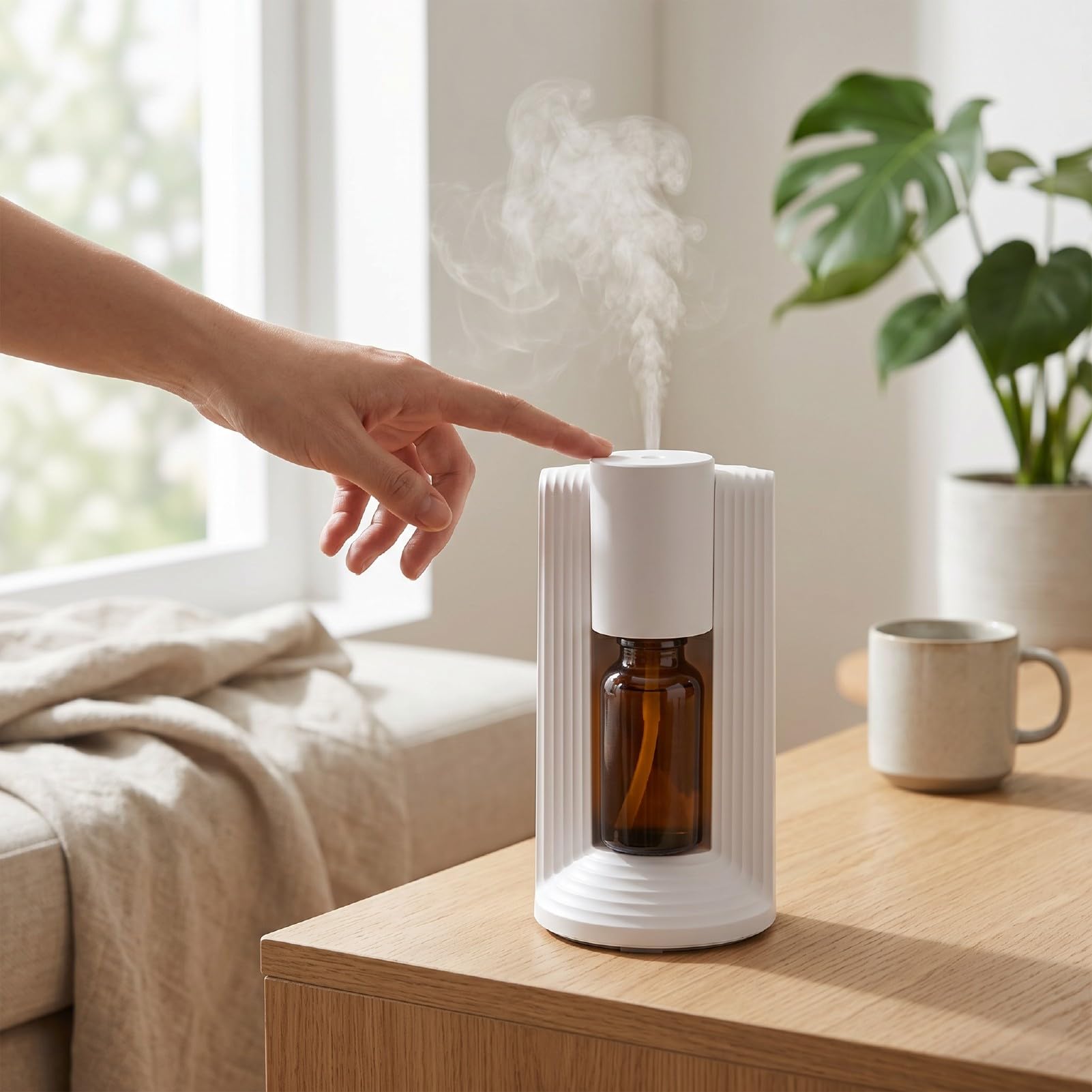 BRRNOO Diffusore Intelligente per Aromi, Nebbia D'Olio Essenziale Senza | Nebbia Fredda Senza Acqua, Timer 1-3 Ore, Luce Notturna, Portatile per Auto Scrivania Ufficio Bagno, Batteria 7-15 giorni.