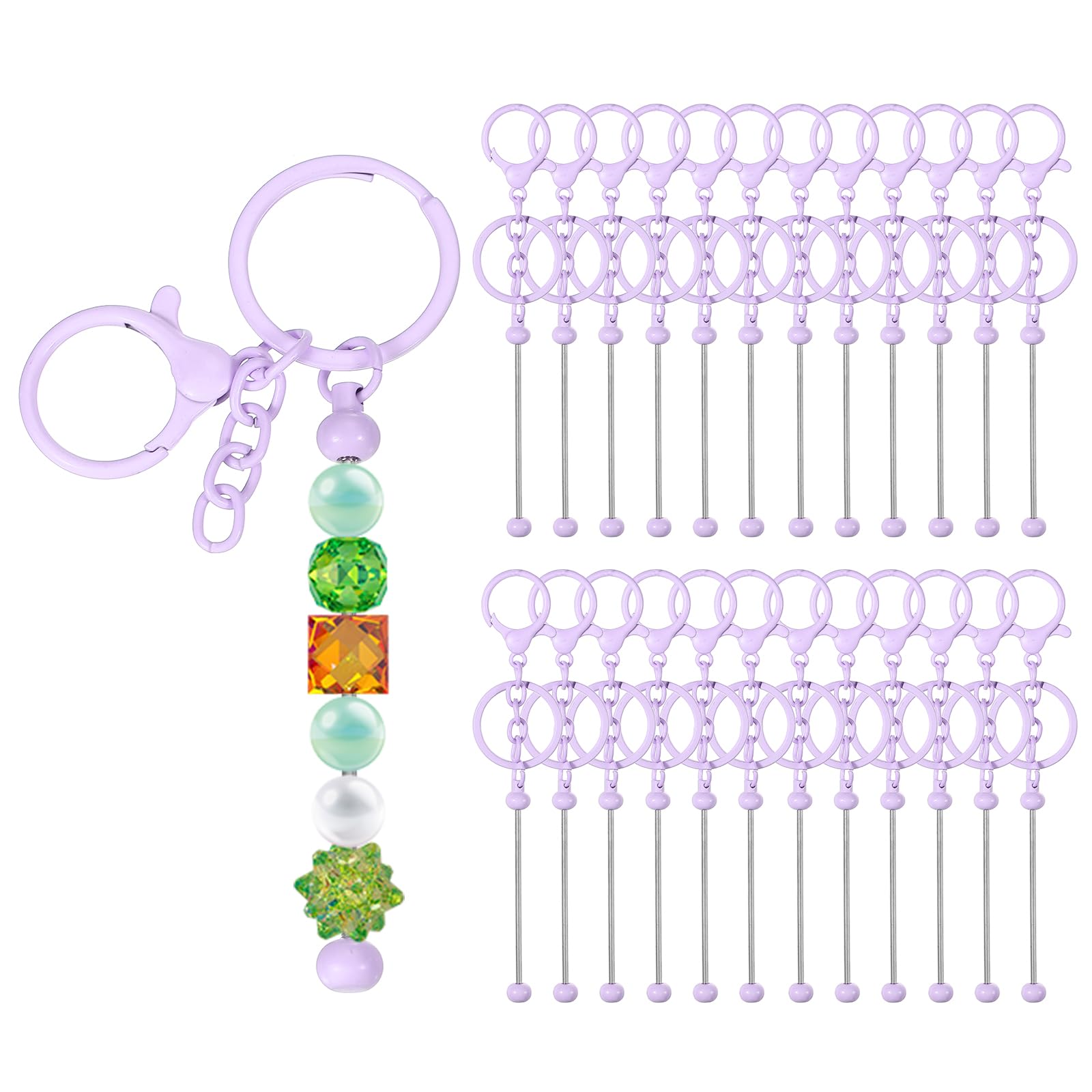 PATIKIL 24 Pcs Beadable Keychains Bars