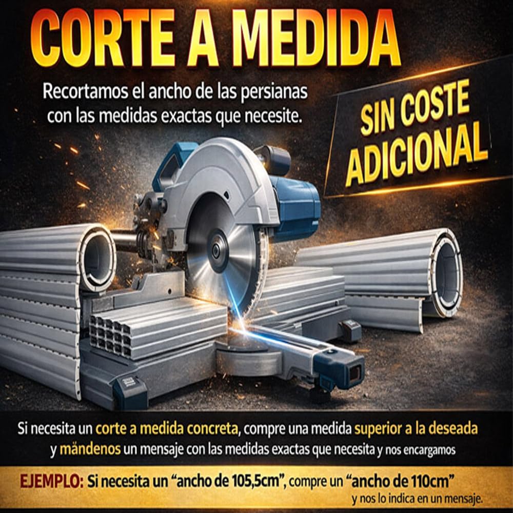 Persiana Enrollable de Aluminio | Lama Curva 45mm | Corte a Medida | Pertoni Tende (Alto 150cm x 120cm Ancho)