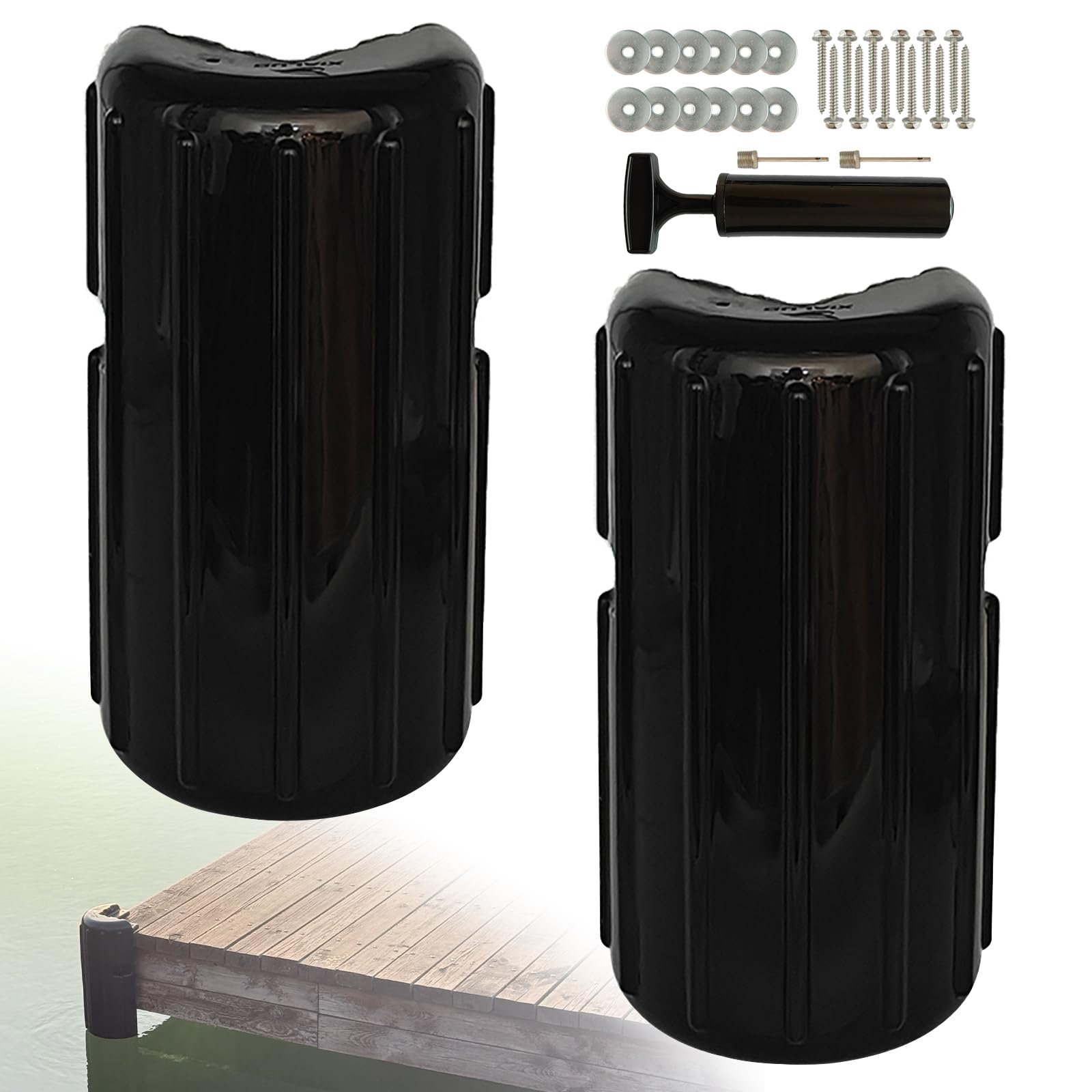 XIALUO Dock Corner Bumper Fender Inflatable Dock Protection 2Pcs Black 8