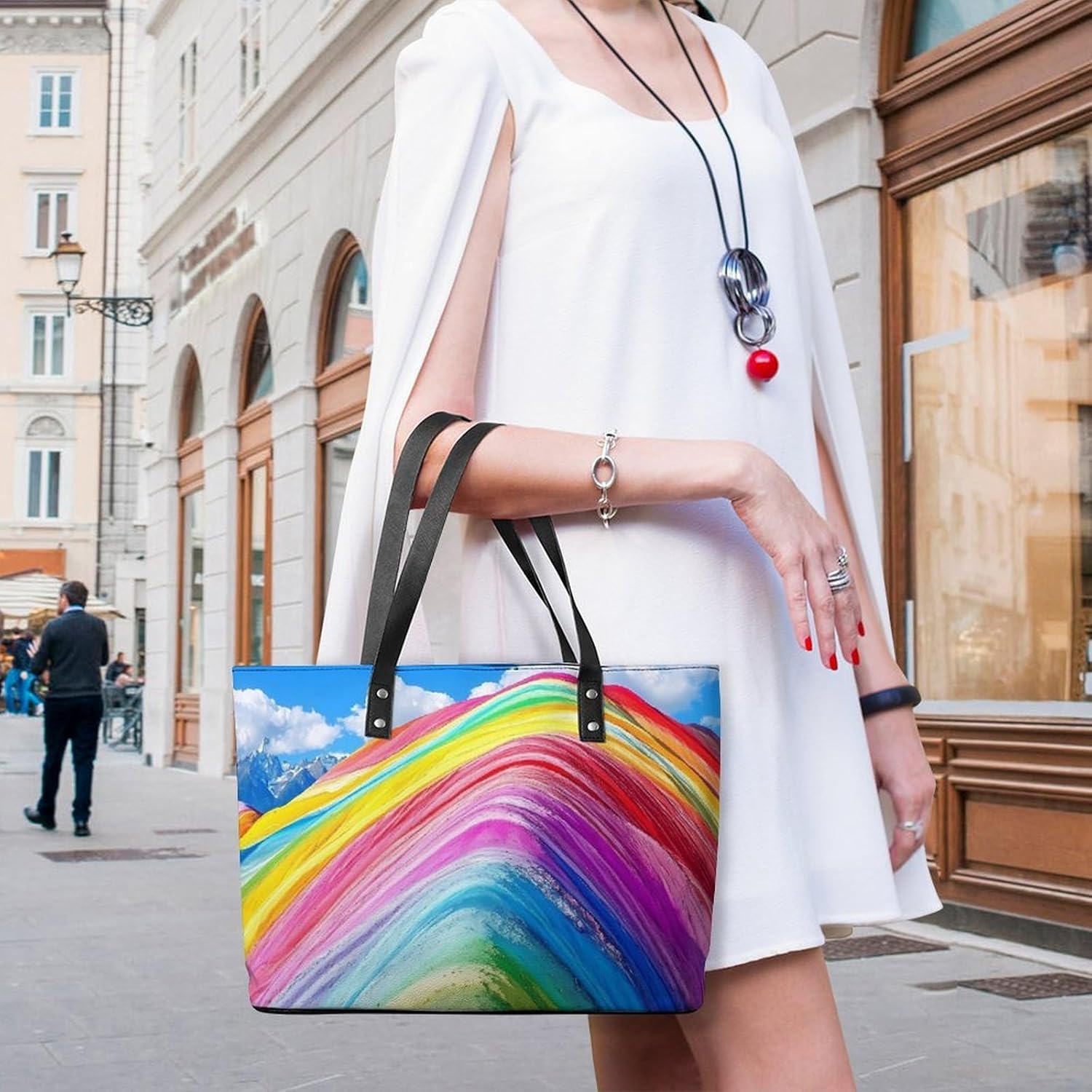 Rainbow Mountain Women's Satchel Handbags Tote Shoulder Bag Purses for Travel Shopping Work