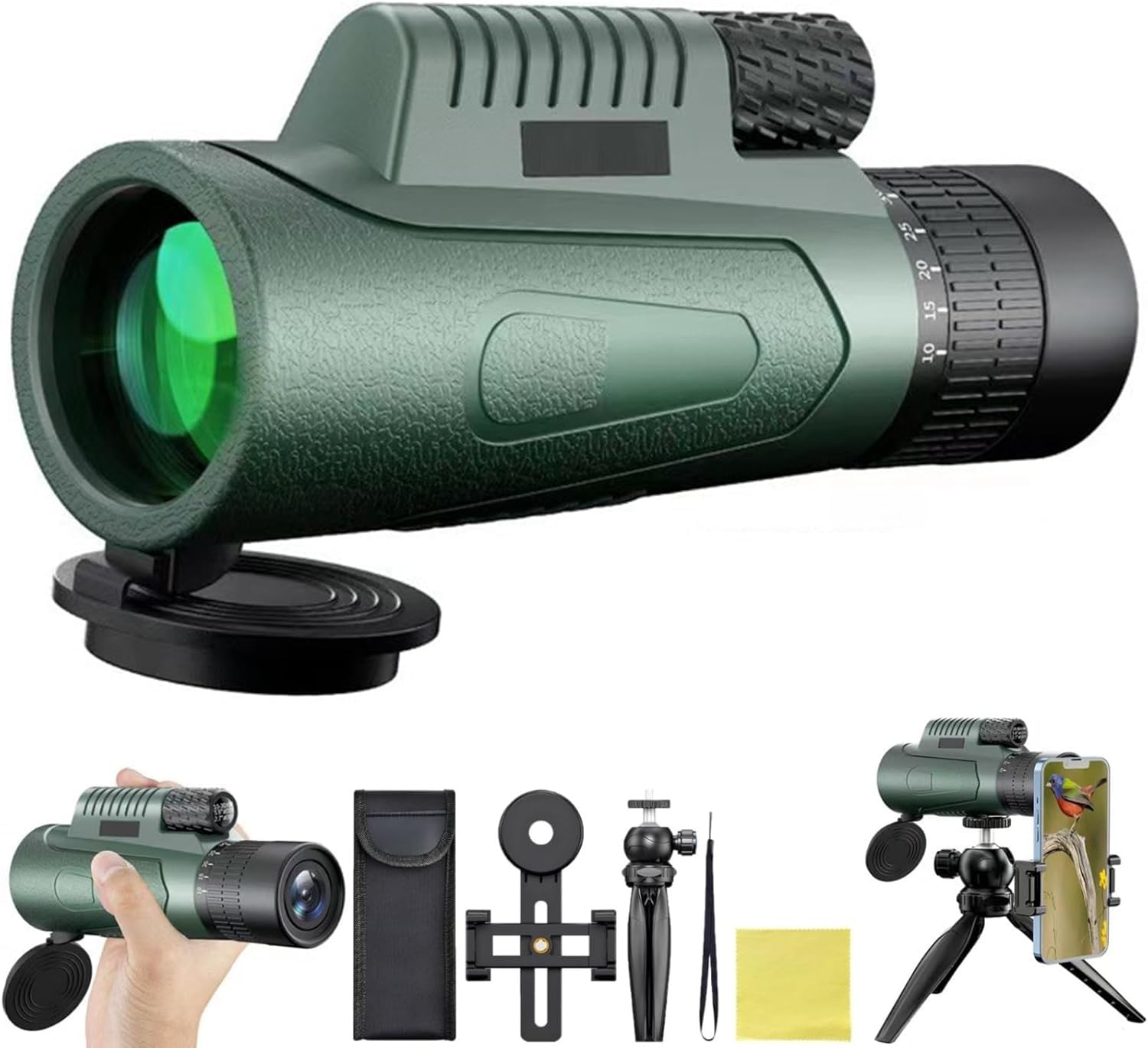 Monocular, 10-30X50 HD Monoculars para Adultos, BAK4 Prisma y Lente FMC Monoculars, Catalejo Monocular para Observación de Aves y Vida Silvestre