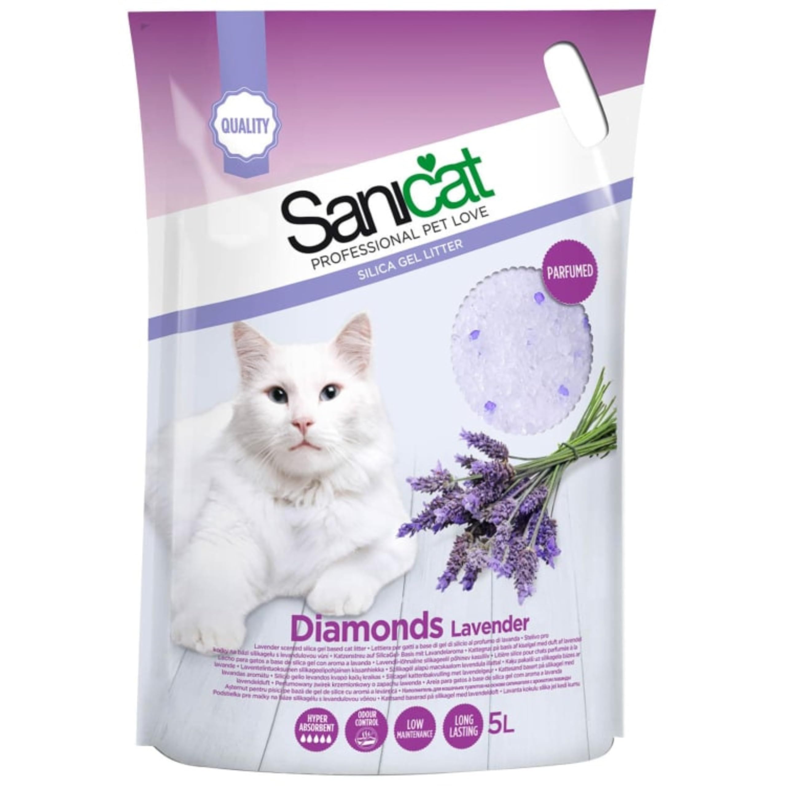 Ark Future Cat Litter Crystals 5L Lavender Scent – Silica Gel Diamonds | Low Dust, Long-Lasting, Hyper Absorbent & Odour Control