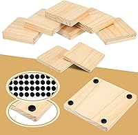 Vista 4 de 40 posavasos cuadrados sin terminar de madera para manualidades, posavasos gruesos en blanco, posavasos de madera con calcomanías de puntos