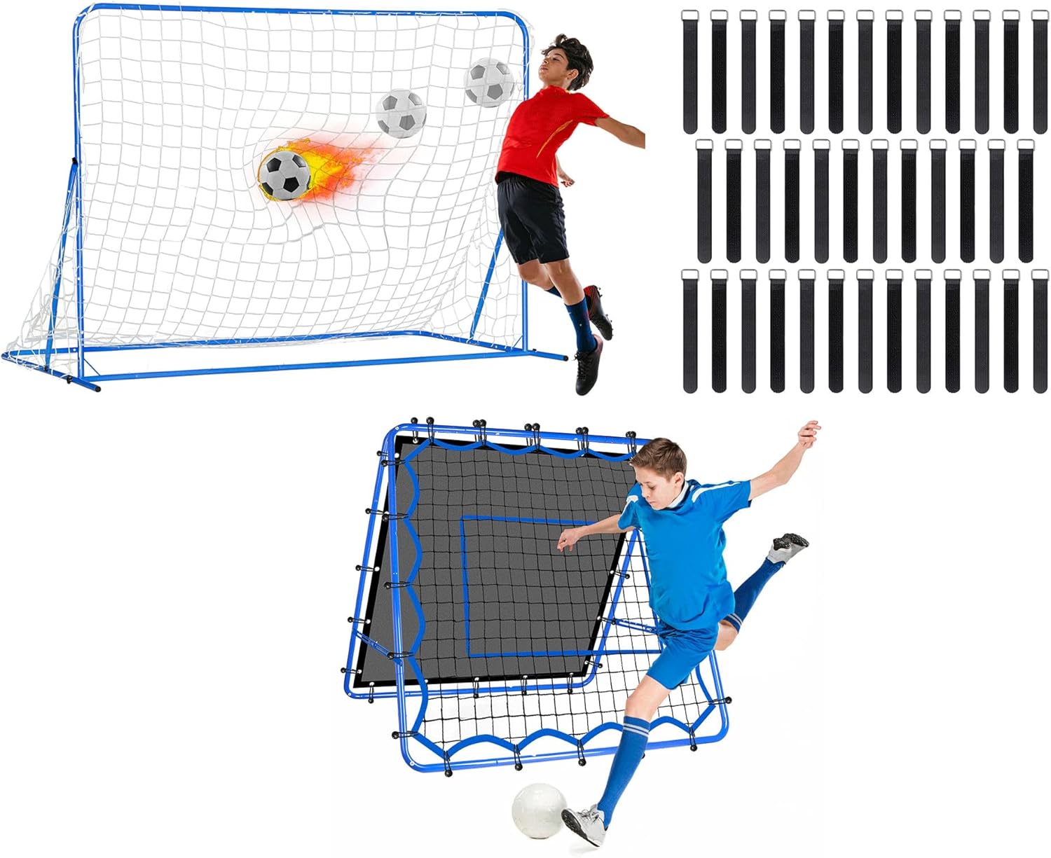 4x4FT Dual-Sided Soccer Rebounder Net with 7x5FT Dual-Mode Soccer Goal&Rebounder Net