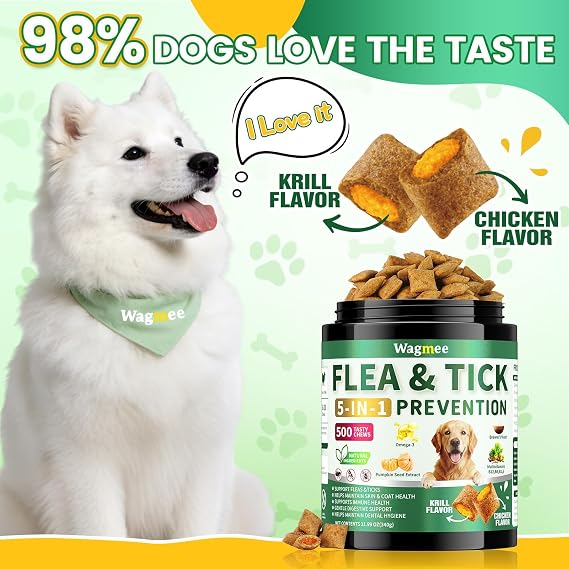 Flea and Tick Prevention for Dogs, 500 Tasty Chicken Flavor Soft Chews