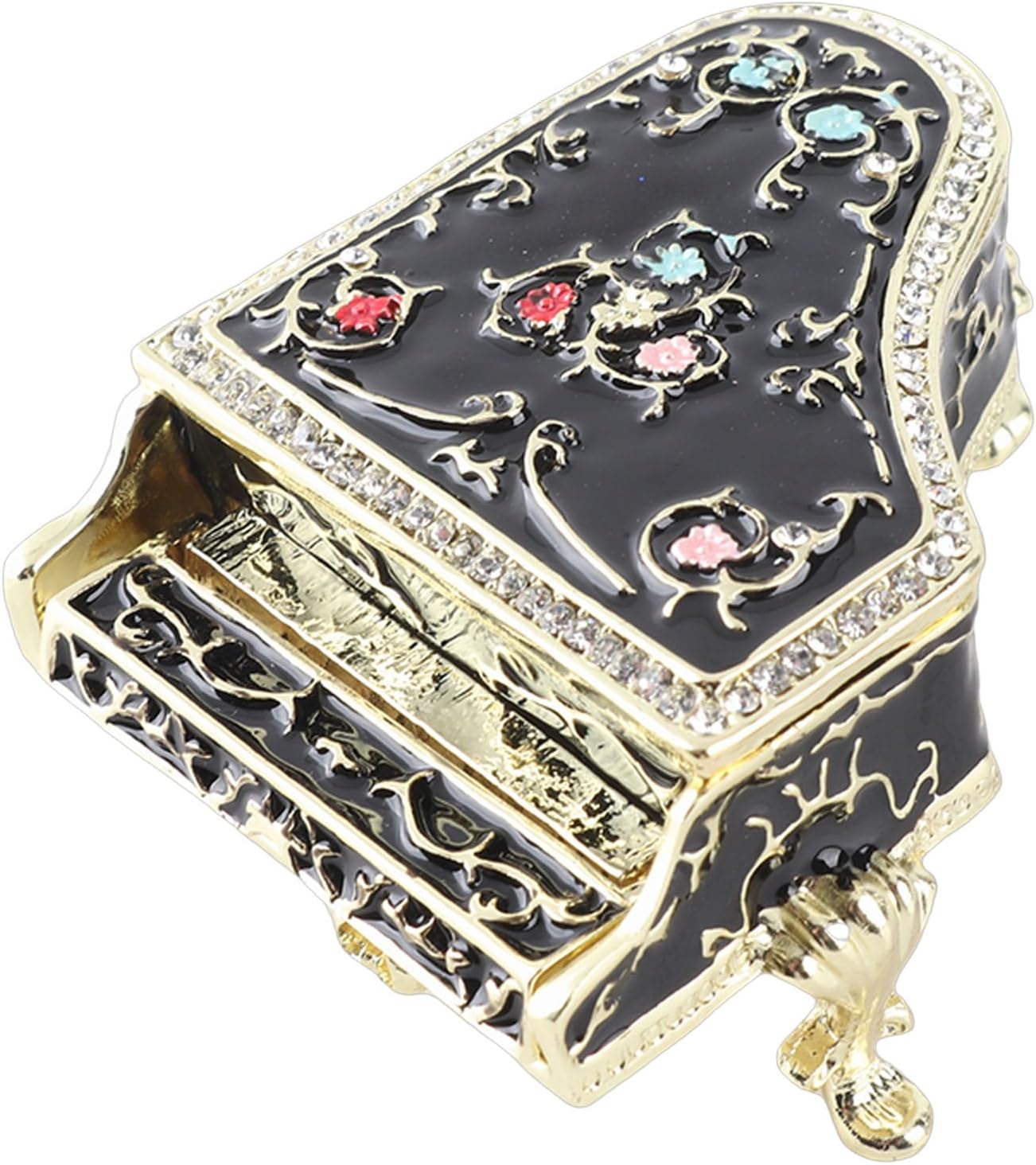TOPINCN Jewelry Box Organizer, Enamel Piano Shaped Rhinestone Trinket Box 6.6 x 5.5 x 6cm Small Jewelry Storage Case for Ring Earring Necklace, Home Decor Ornament