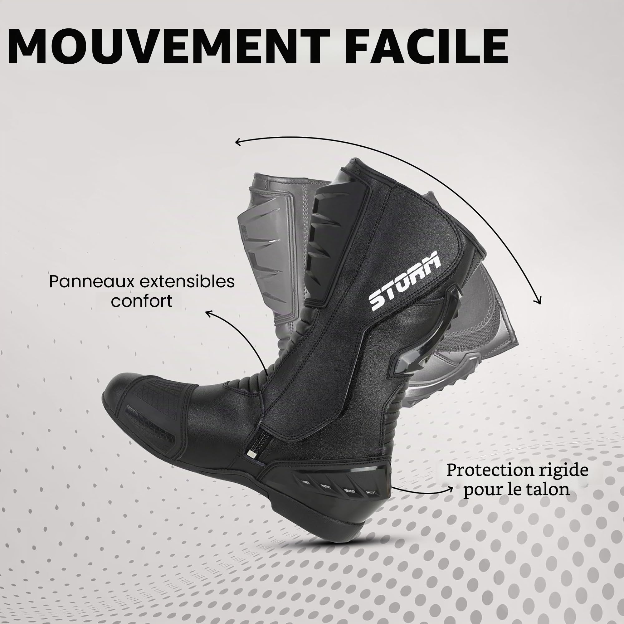 Générique Bottes de moto imperméables Storm en cuir véritable avec protection antidérapante pour la course et le sport, homologuées CE