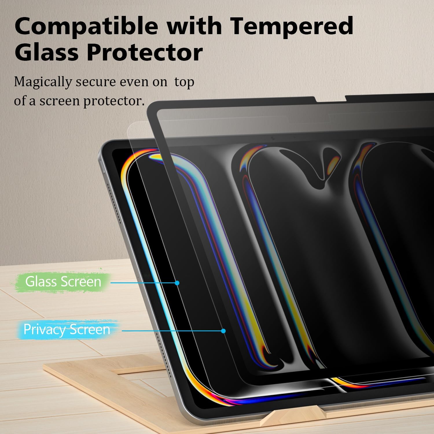 PYS Privacy Screen Protector for iPad Pro 13 Inch M4 2024, Nano Detachable 30-Degree Privacy Filter, Reusable & Removable, Matte Finish Anti-Glare, Anti-Scratch, Easy Installation