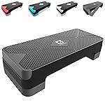 GYMMAGE Adjustable Workout Aerobic Stepper, Aerobic Exercise Step Platform with 2 Risers, Exercise Step Deck for Fitness, 26.5 Trainer Stepper with Non-Slip Surface Home Gym & Extra Risers Options
