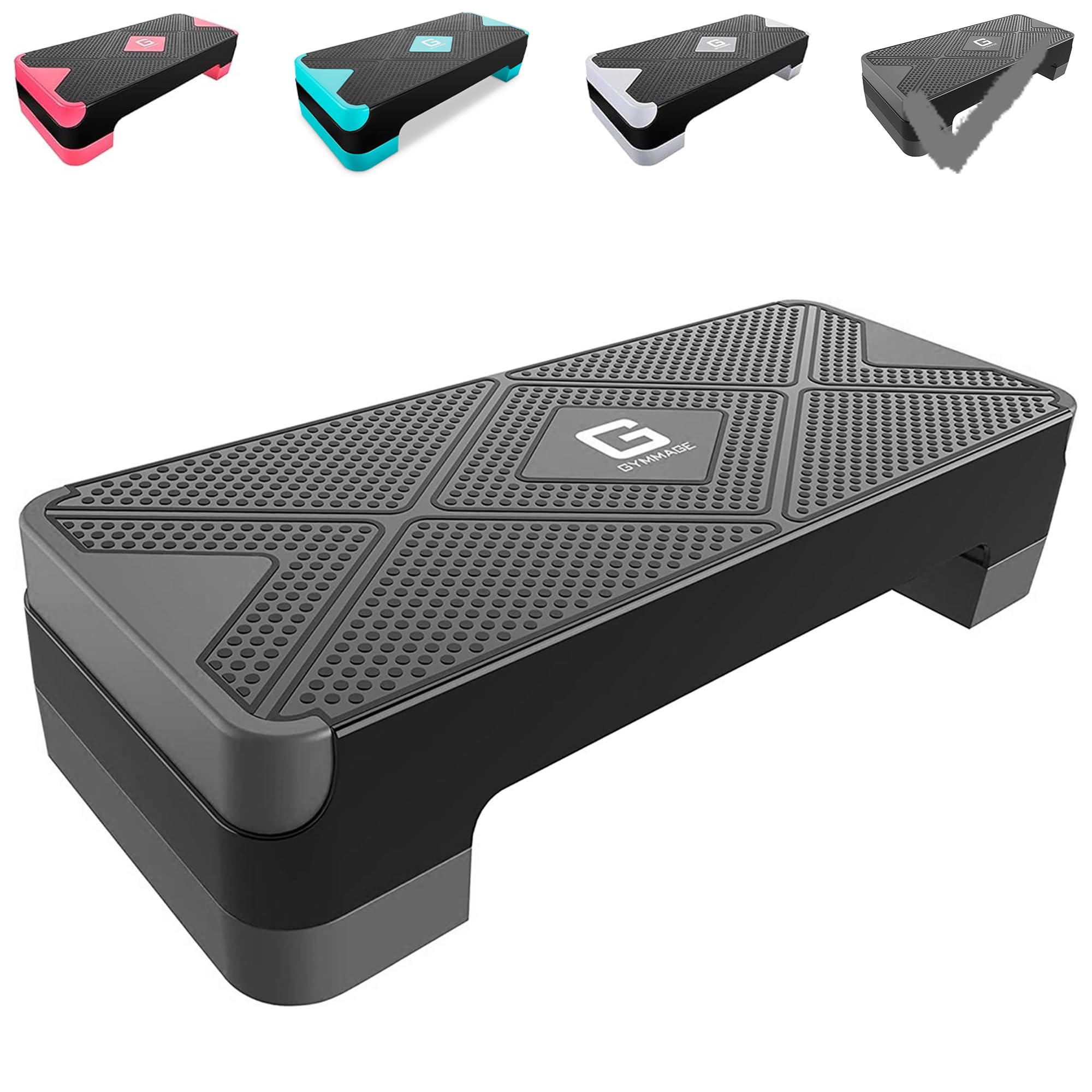 Adjustable Workout Aerobic Stepper, Aerobic Exercise Step Platform with 2 Risers, Exercise Step Deck for Fitness, 26.5" Trainer Stepper with Non-Slip Surface Home Gym & Extra Risers Options