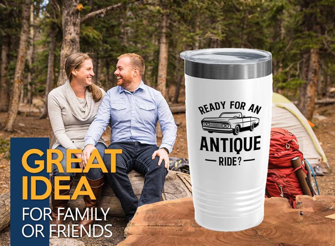 Vintage Car White Edition Tumbler 20oz - Ready for an - Automotive Lover Car Restoration Car Care and Maintenance automotive Lover car collector enthusiast