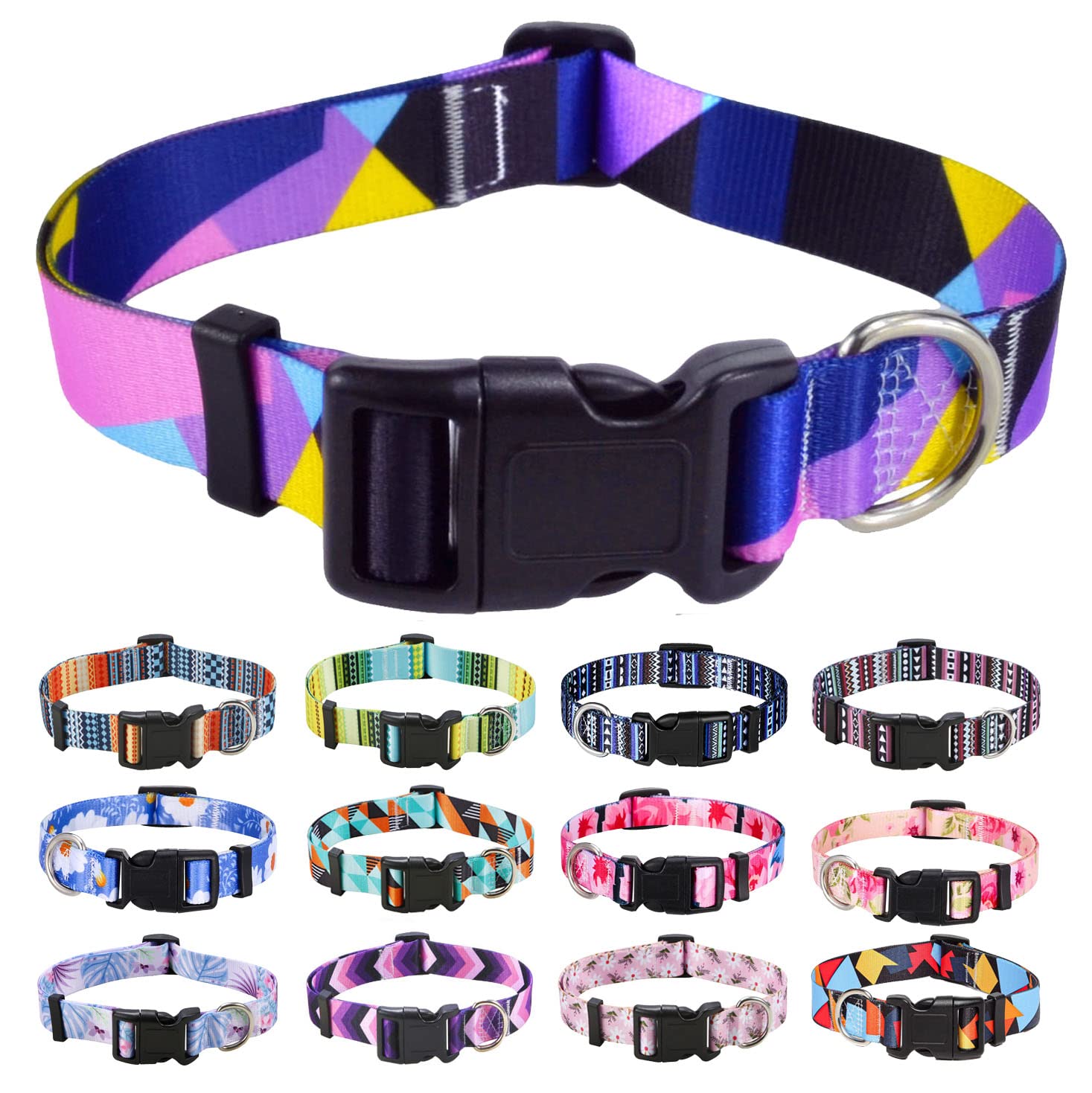 Mihqy Dog Collar for Small Dogs, Cute Small Medium Large Dog Pet Collar, with Floral Patterns, Soft Adjustable for Boy Girl Female Male Puppy Dog Collar(Floral Blue,S) — view 10